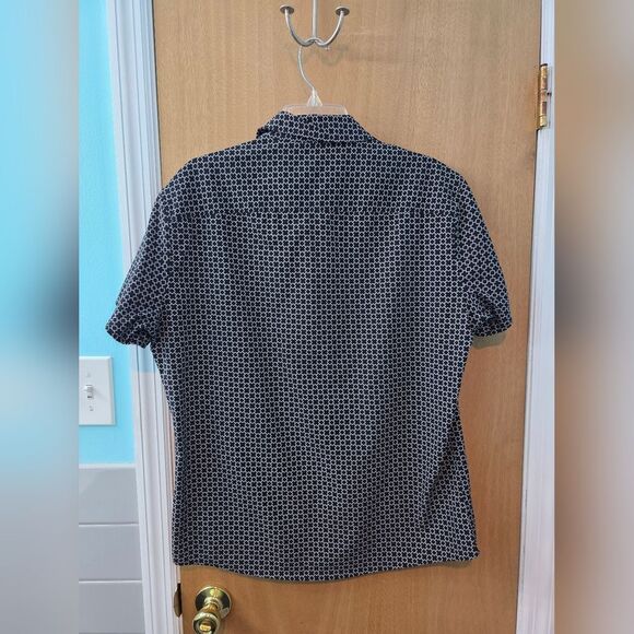 Black and White Casual Button Down Shirt with Polka Dot Pattern Mens L - Picture 2 of 3